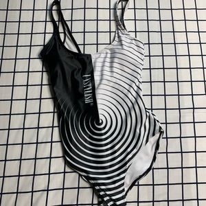 Black white One piece Bathing suit